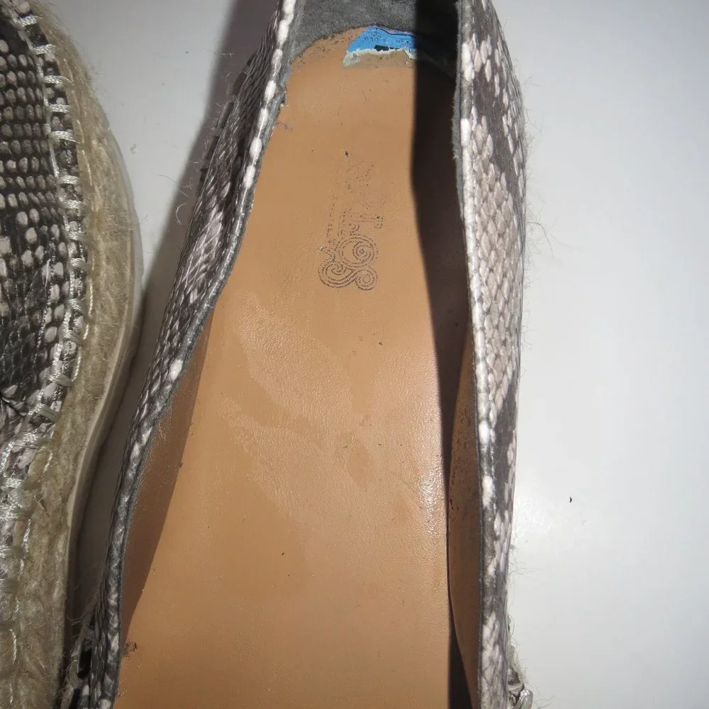 Sz 7.5 Carlos Santana Snake Platform Edith Espadrille SlipOn Shoes Natural Brown